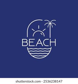 Logotipo de la playa - Logo del complejo, idea de diseño de logotipo de agencia de viajes, vacaciones, turismo y diseño de logotipo de la costa del mar