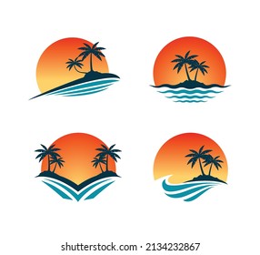 beach logo set template design