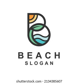 Beach logo with single line concept