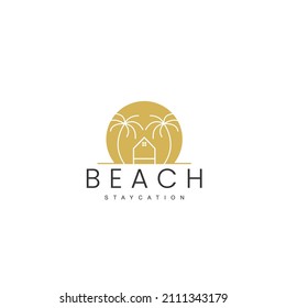 Beach Logo Staycation, Simple Line Modern Luxury