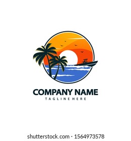 beach logo stock vector template
