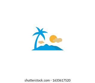 Beach logo summer palm vector 