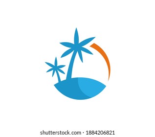 Beach logo summer palm vector 