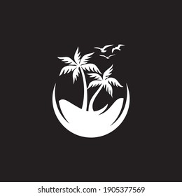 Beach Logo and Summer logo template vector illustration, 
Template for logo on the theme of tourism with a palm trees.