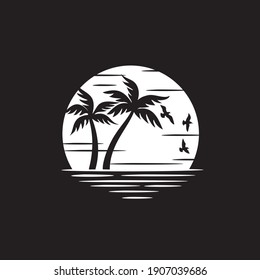 Beach Logo and Summer logo template vector illustration, 
Template for logo on the theme of tourism with a palm trees.