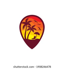 Beach Logo and Summer logo template vector illustration, 
Template for logo on the theme of tourism with a palm trees.