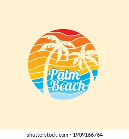 Beach Logo and Summer logo template vector illustration, 
Template for logo on the theme of tourism with a palm trees.