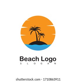 Beach Logo Sun Travel Sea Summer Design