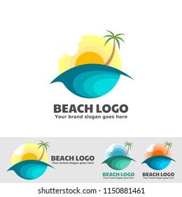beach logo sunset