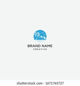 Beach logo template design in Vector illustration 