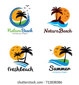 Beach Logo Template Design Vector, Emblem, Design Concept, Creative Symbol, Icon
