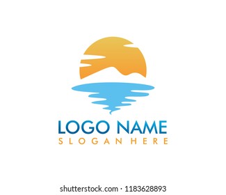 Beach logo template vector