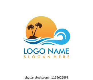 Beach logo template vector