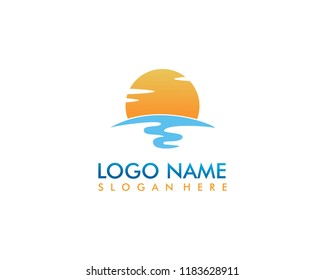 Beach logo template vector