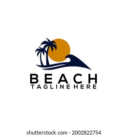 Beach logo template vector. Beach logo concept