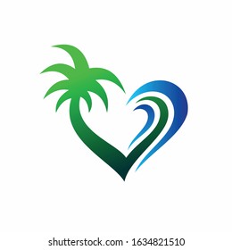 Beach logo that formed love concept