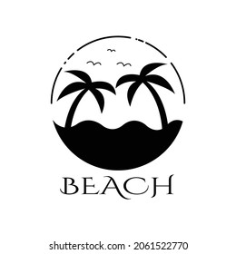 beach logo with two coconut trees. vintage style logo