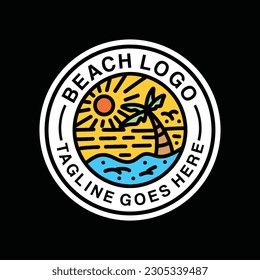 Beach Logo Vector Graphic Design illustration Badge Emblem Symbol and Icon
