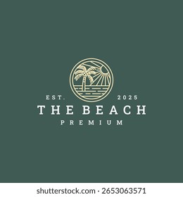 Ilustración de icono vintage de hipster de Vector de logotipo de playa