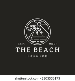 Beach logo vector icon illustration hipster vintage retro .