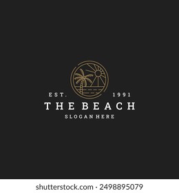 Beach logo vector icon illustration hipster vintage