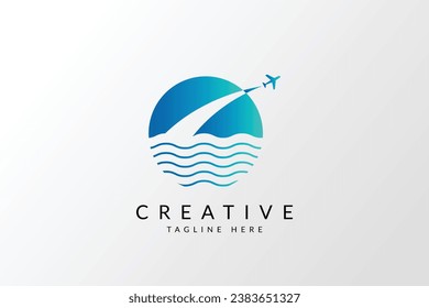 beach logo vector icon, sea beach icon, travel logo