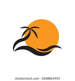 Ilustración de Plantilla de icono de Vector de logotipo de playa