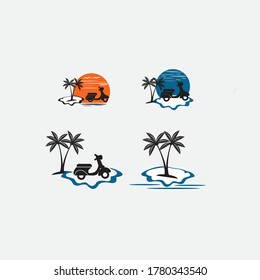 símbolo de icono del vector del logotipo de la playa