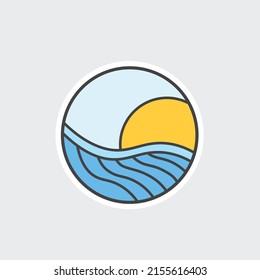 Beach logo vector. for t-shirt print, sticker, poster. flat icon