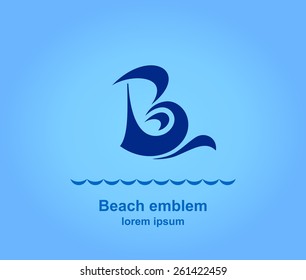 Beach logotype design template, Stylized business logo idea, Vector illustration Eps 10