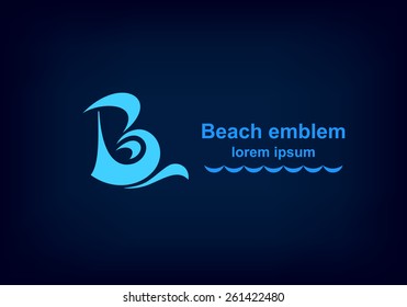 Beach logotype design template, Stylized business logo idea, Vector illustration Eps 10