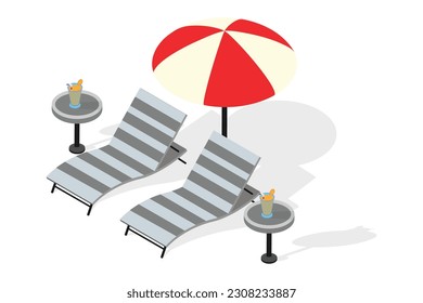The beach lounge chairs icon represents relaxation, vacation, and leisure time by the seaside.
