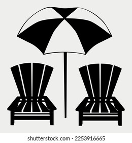 Beach lounge chaise chairs vector illustration