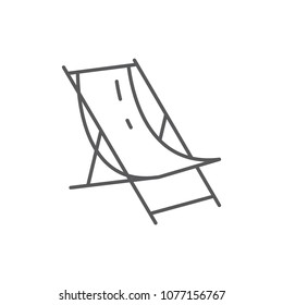 Beach lounge for summertime vacation theme - editable icon isolated on white background. Outline vector illustration of chair for tanning pixel perfect element.