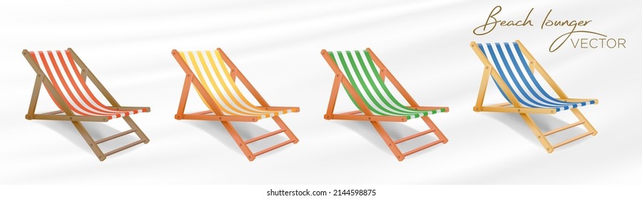 Beach lounger blue, orange, green, red vector