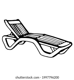 Beach lounger. Vector, black line, isolated