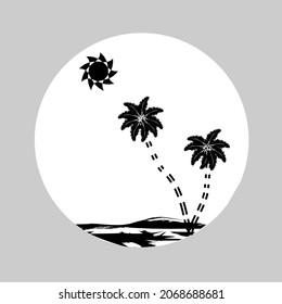 Beach. Minimalist beach illustration made with neutral colors and artistic media.