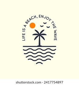 ilustración vectorial del logotipo minimalista de la playa