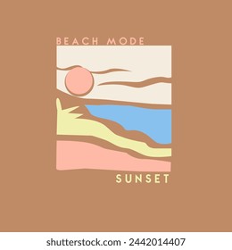 Beach Mode Sunset abstract summer poster design