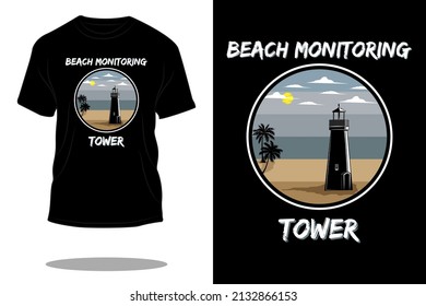 beach monitoring tower retro t shirt design