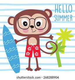 beach monkey vector illustration