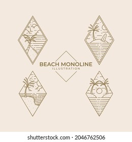 Beach Monoline Illustration design vector