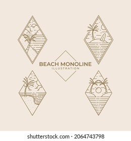 Beach Monoline Illustration Design Vector