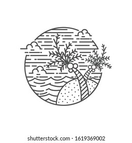 Beach Monoline logo vector Illustration