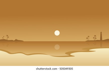 Beach and moon landscape of silhouettes vector art