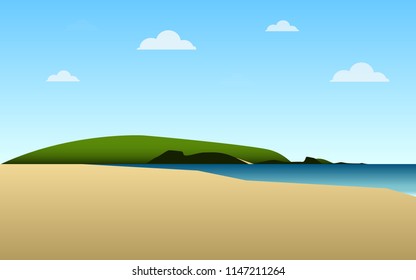 Beach mountain sea horizon vector background wallpape.