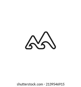 beach mountain simple geometric thin line symbol icon vector