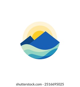 beach with mountains logo, beach logo