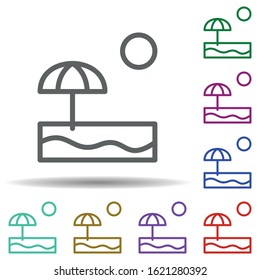 Beach in multi color style icon. Simple thin line, outline vector of seaside icons for ui and ux, website or mobile application