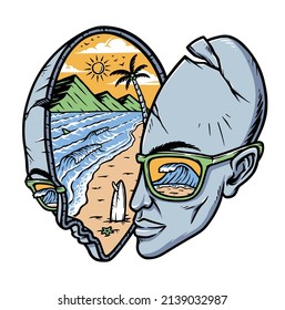 the beach in my mind illustration